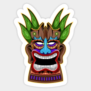 Tiki Mask Green Hair Sticker